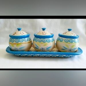 Temptations Old World Oceanfetti 3 Piece Ramekin Set w/Lids